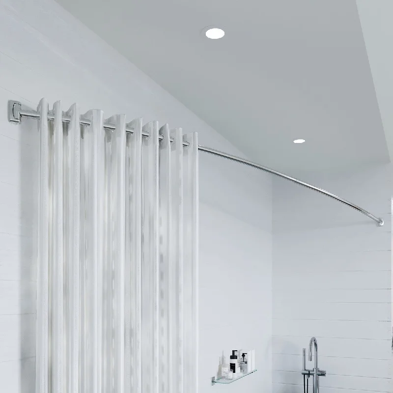 Croydex Premium Adjustable Curved Shower Curtain Rod - Durable Stainless Steel, Telescopic Bowed Rod, Extends 42-72 inches