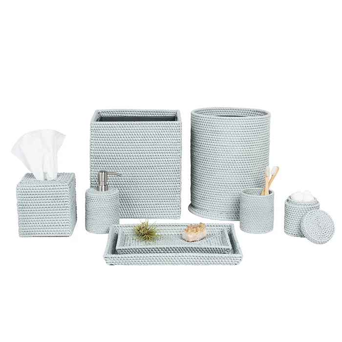 Dalton Light Gray Rattan Bathroom Accessories