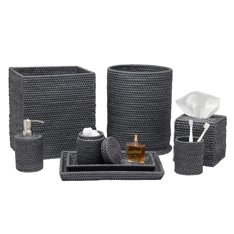 Dalton Rattan Bathroom Accessories (Dark Gray)