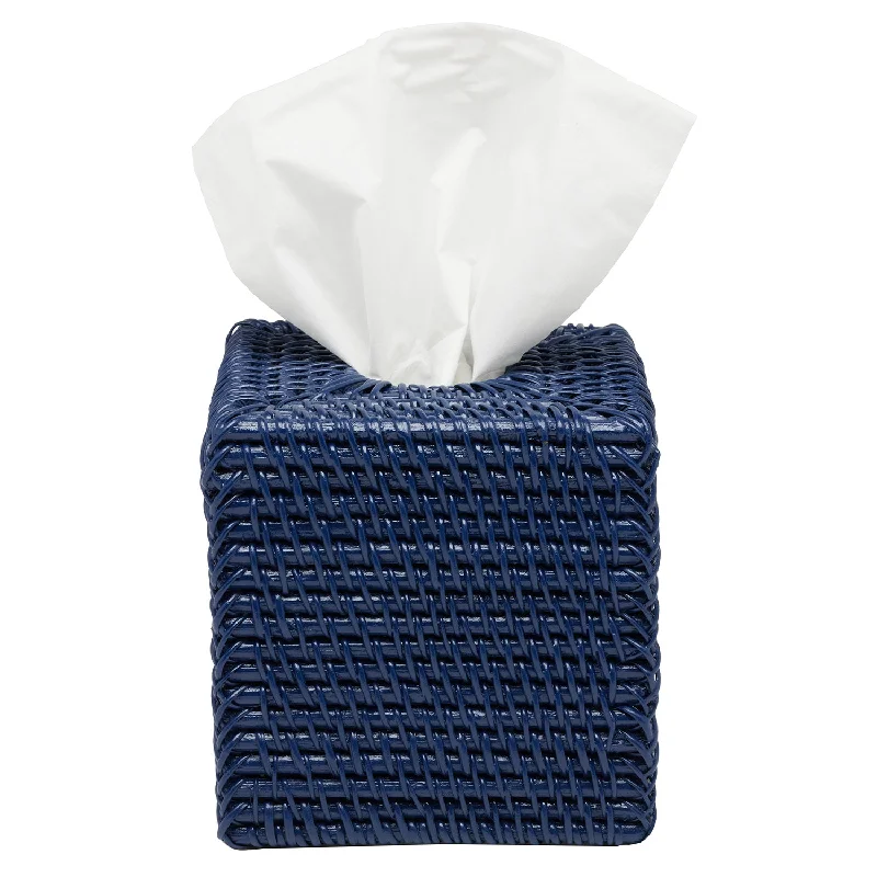 Dalton Rattan Tissue Box Cover (Navy)