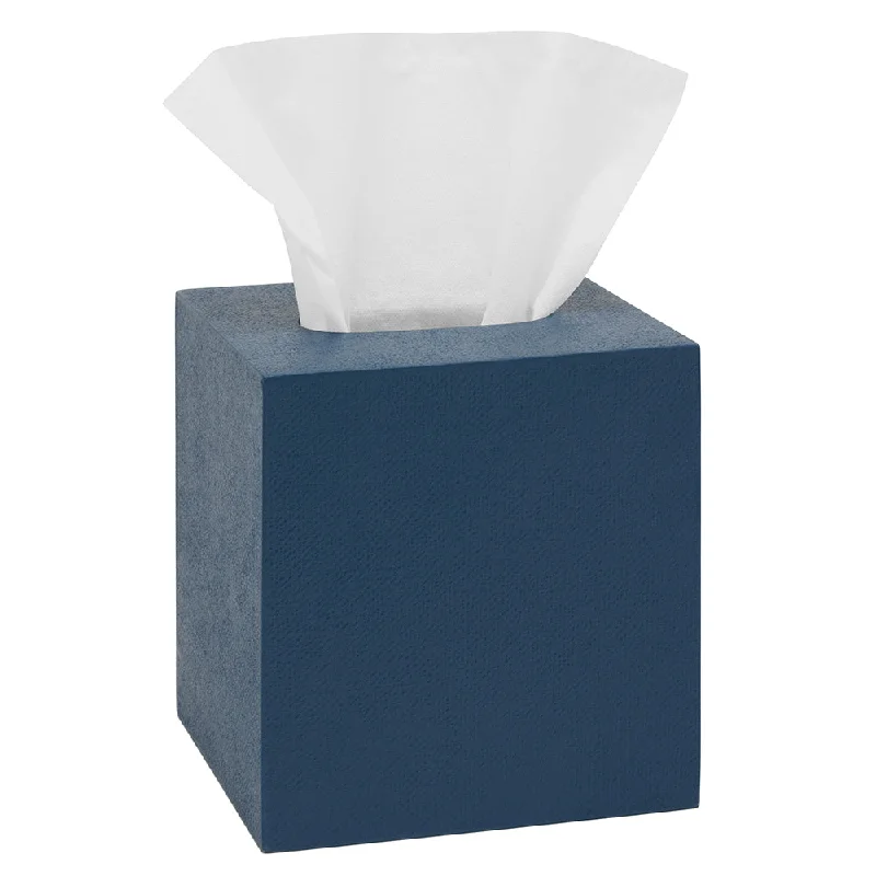 Dannes Faux Belgian Linen Tissue Box (Navy)