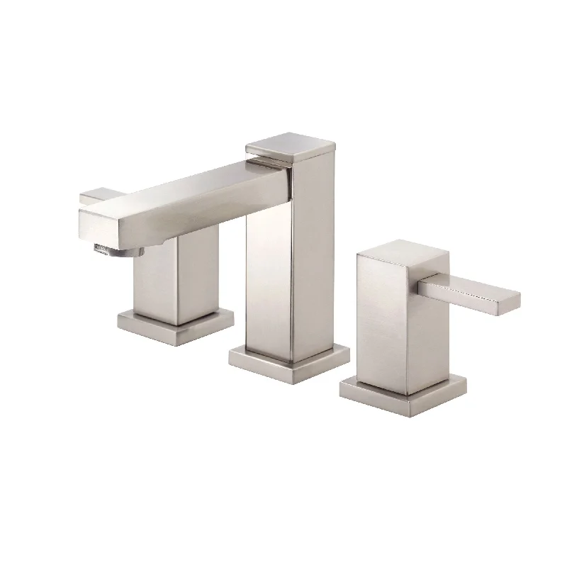 Danze Reef Brushed Nickel Modern Square 2 Handle Widespread Bathroom Sink Faucet