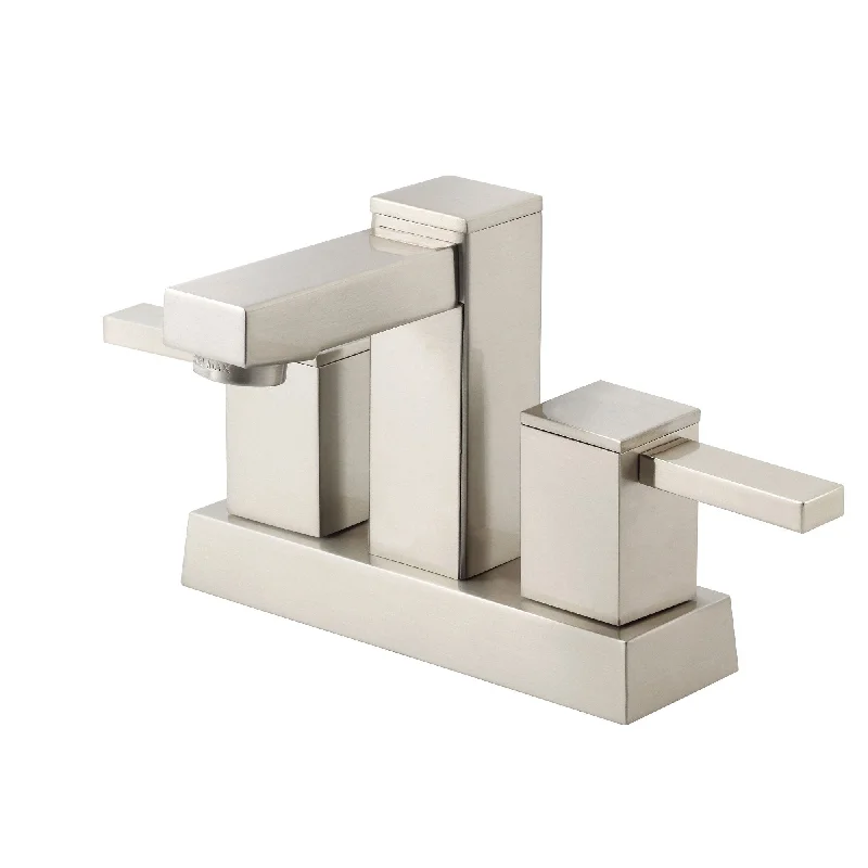 Danze Reef Brushed Nickel Square Modern 4" Centerset Bathroom Faucet w/ Drain