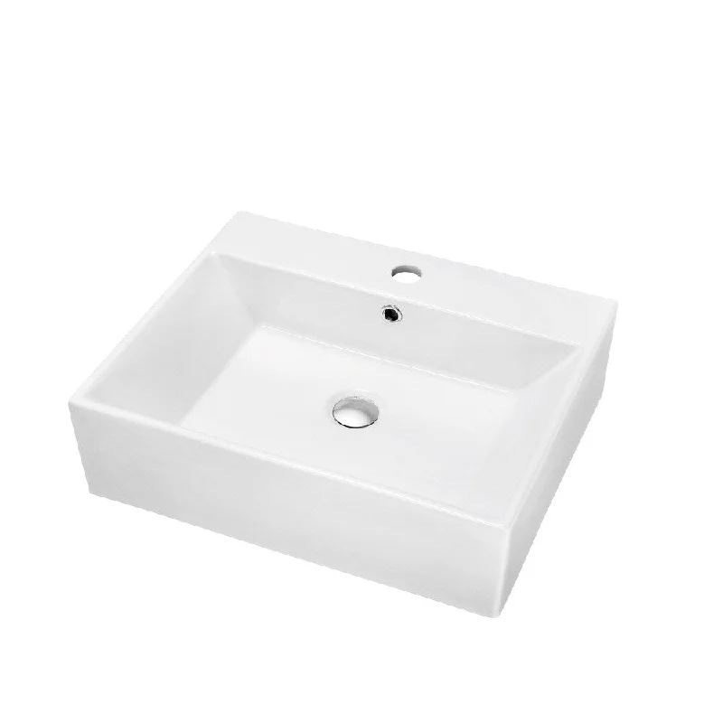 Dawn? Vessel Above-Counter Rectangle Ceramic Art Basin with Single Hole for Faucet and Overflow