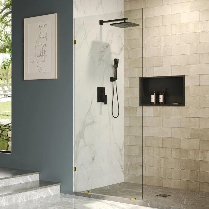 DeerValley 36 × 78 Single Fixed Glass Panel For Shower, Thick Frameless Tempered Safety Glass Shower Screen