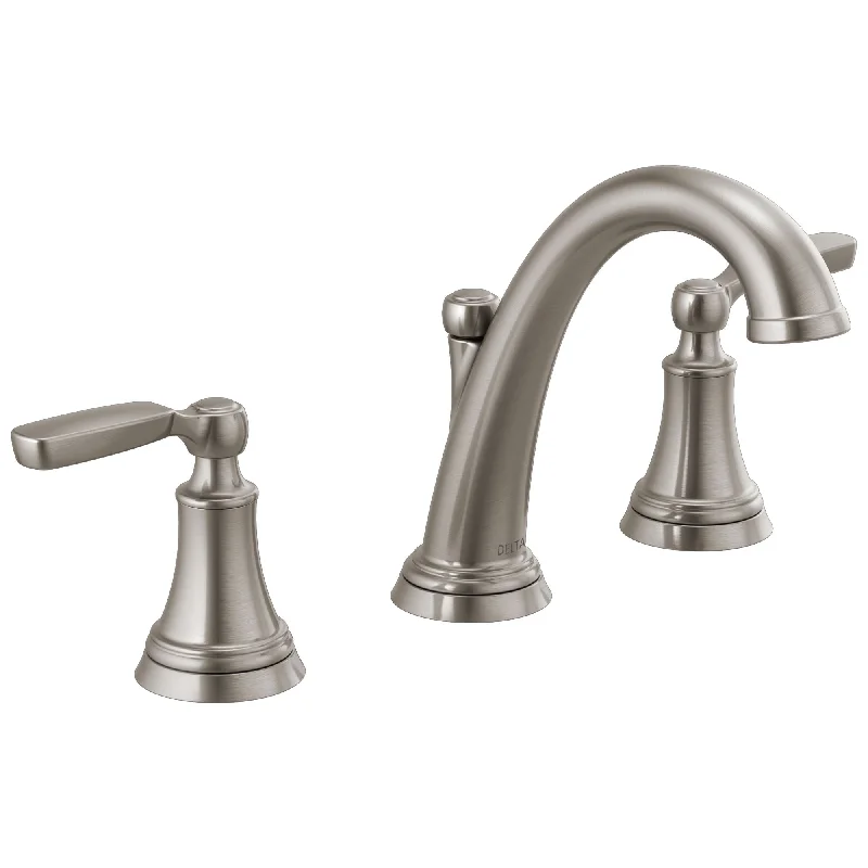 Delta Woodhurst Stainless Steel Finish Bathroom Sink Faucet Includes Matching Drain and Lever Handles D3532LFSSMPU