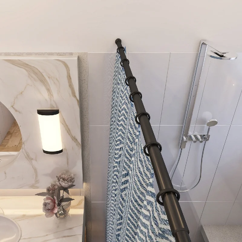 Design House Adjustable Tension Shower Rod Matte Black Shower Curtain Rod