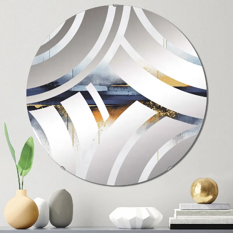 Designart "Abstract blue and yellow marble waterfall V" - Modern Abstract Painting Centre Wave Decorative Mirror