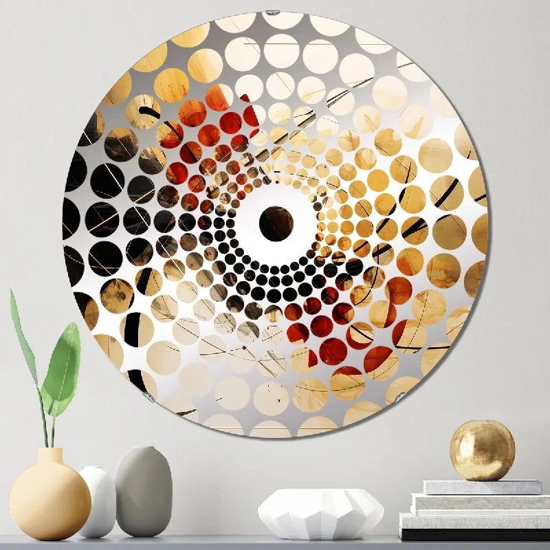 Designart "Abstract Earth Poetry In Motion Retro Waves" - Modern Abstract Shapes Concentric Circles Decorative Mirror