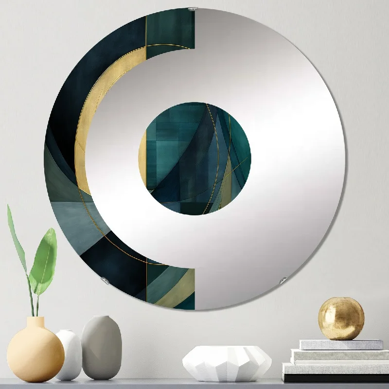 Designart "Abstract Echoes swirls 2" - Modern Abstract Collages Half Circle Wall Mirror