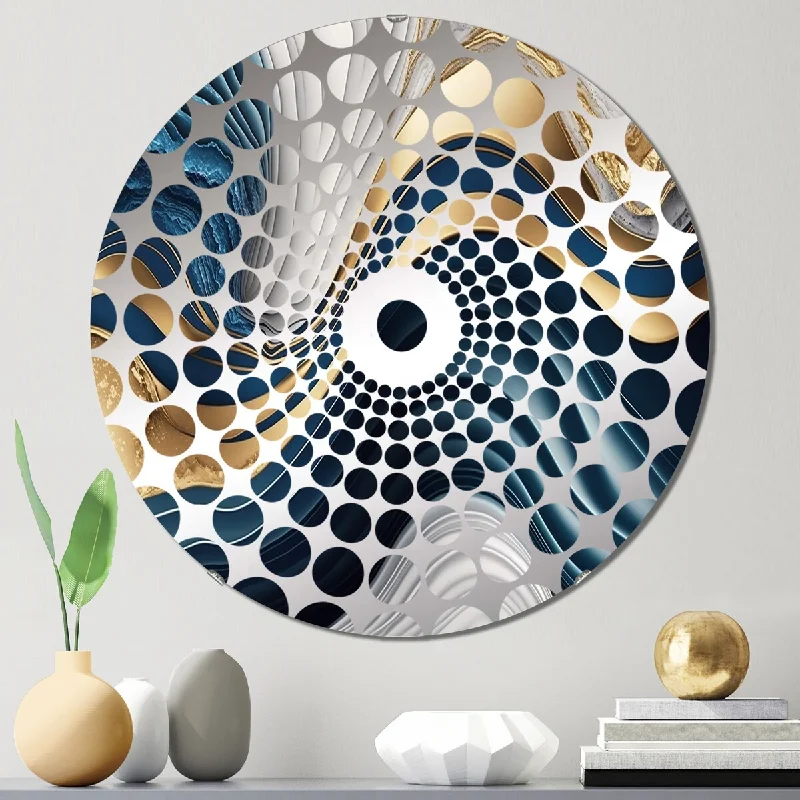 Designart "Abstract Geode Waves Blue I" - Modern Abstract Concentric Circles Decorative Mirror