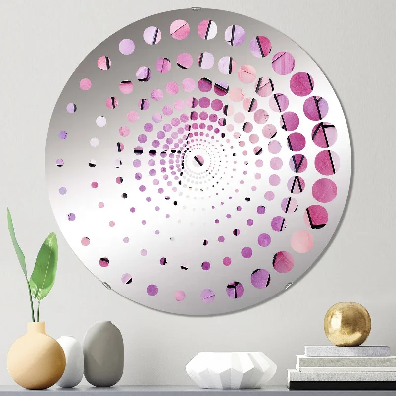 Designart "Abstract purple Geometric Gems II" - Modern Abstract Tile Spiral Circle Wall Mirror