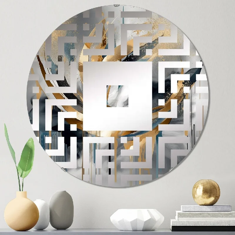 Designart "Abstract shapes and infinity lines III" - Modern Abstract Shapes Square Wall Mirror