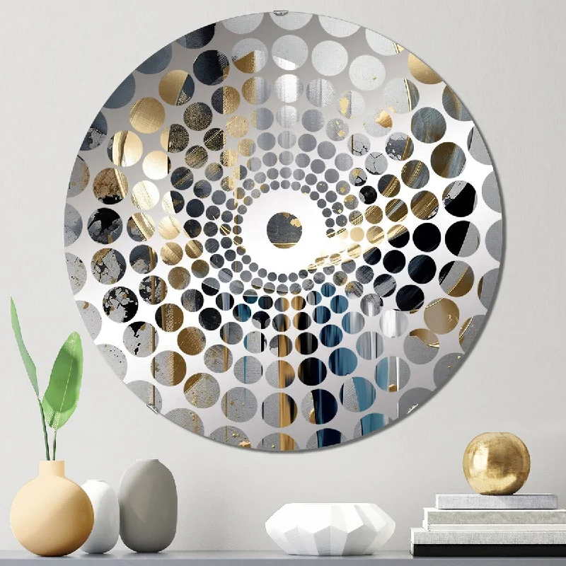 Designart "Abstract Shapes And Lines I" - Modern Abstract Marble Concentric Circles Decorative Mirror