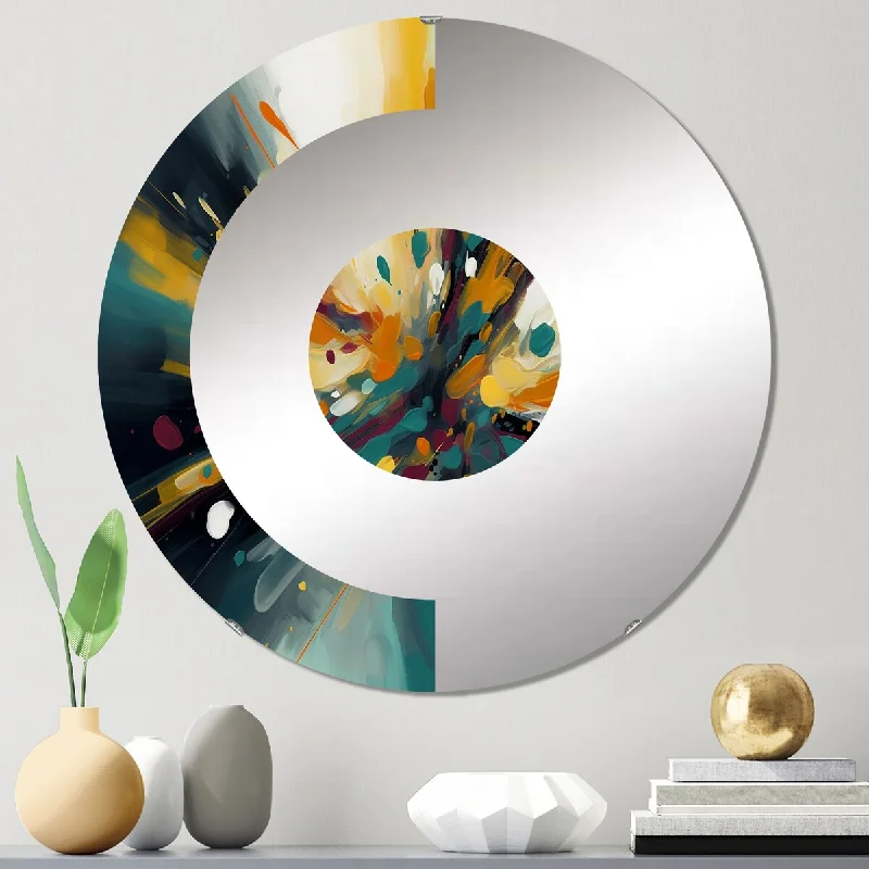 Designart "Abstracted Poured Perceptions IV" - Modern Abstract Liquid Ink Half Circle Wall Mirror