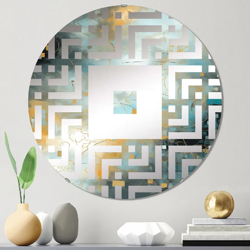 Designart "Abstracted Vibrant Expressions II" - Modern Abstract Geometric Square Wall Mirror