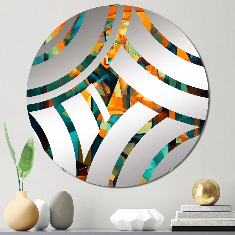 Designart "Abstracting The Cubist Form V" - Modern Abstract Cubism Centre Wave Decorative Mirror