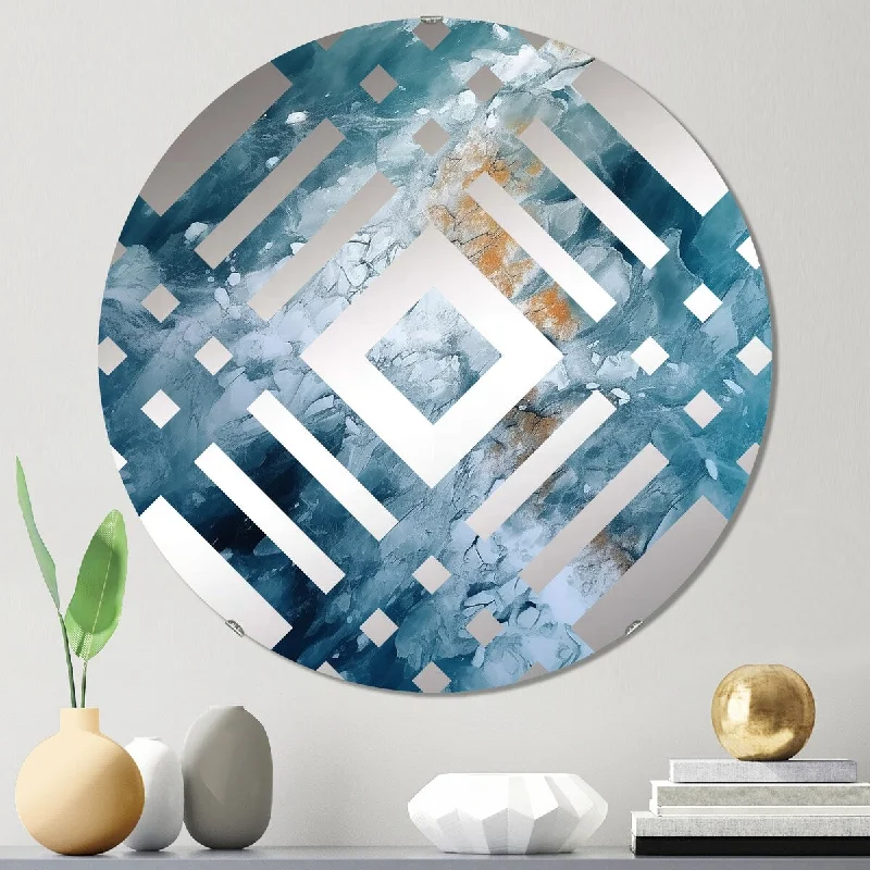 Designart "Aerial View Of Artic Glacier Cloud Landscape I" - Country Glacier Diamond Decorative Mirror