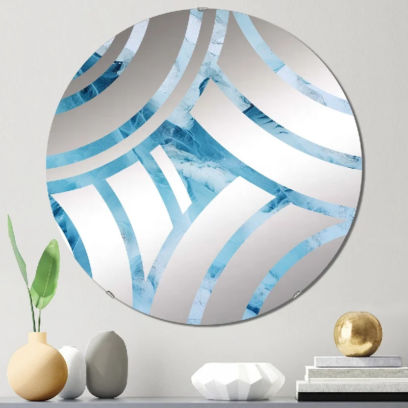 Designart "Aerial View Of Artic Glacier Landscape V" - Country Glacier Centre Wave Decorative Mirror