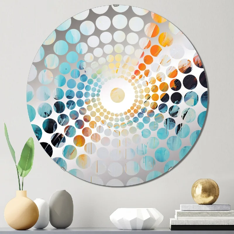 Designart "Azure blue yellow Fusion 3" - Modern Abstract Painting Concentric Circles Decorative Mirror