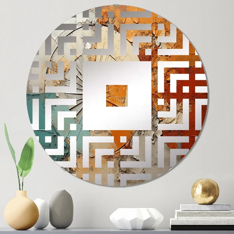 Designart "Beige Spiral Fusion" - Modern Abstract Spirals Square Wall Mirror