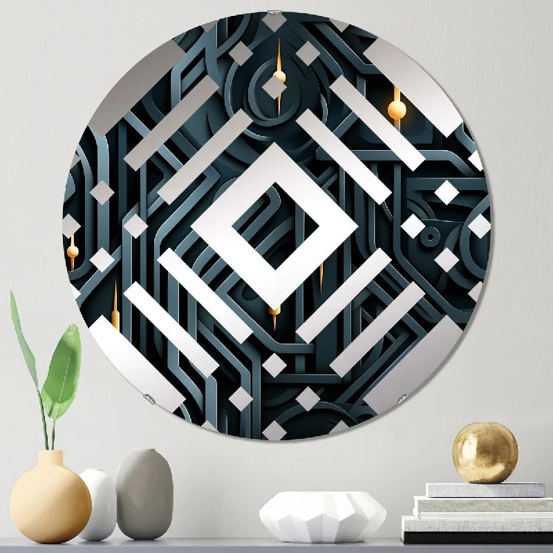 Designart "Black Enigmatic Yellow Noir" - Modern Geometric Diamond Decorative Mirror