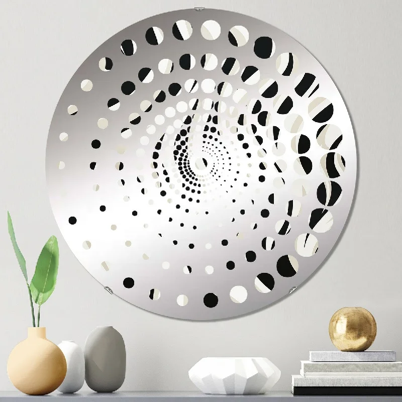 Designart "Black Zebra Print Wallpaper" - Modern Striped, Abstract Spiral Circle Wall Mirror