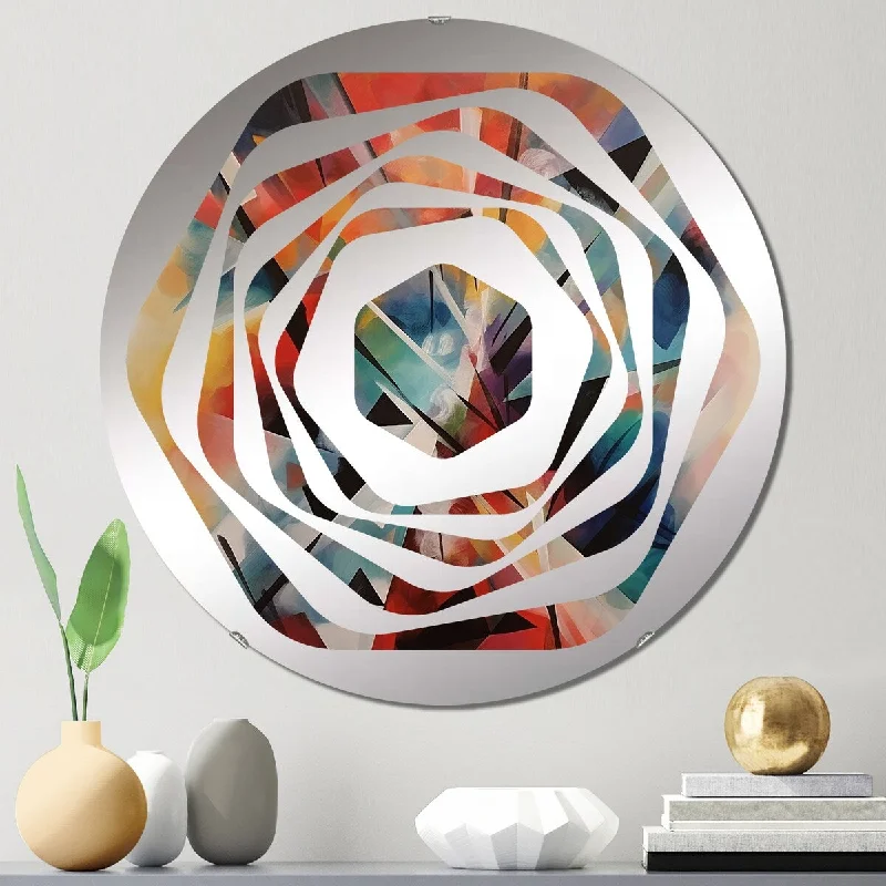 Designart "Blue Abstracted Fractals And Dimensions IV" - Modern Abstract Geometric Amorphe Decorative Mirror