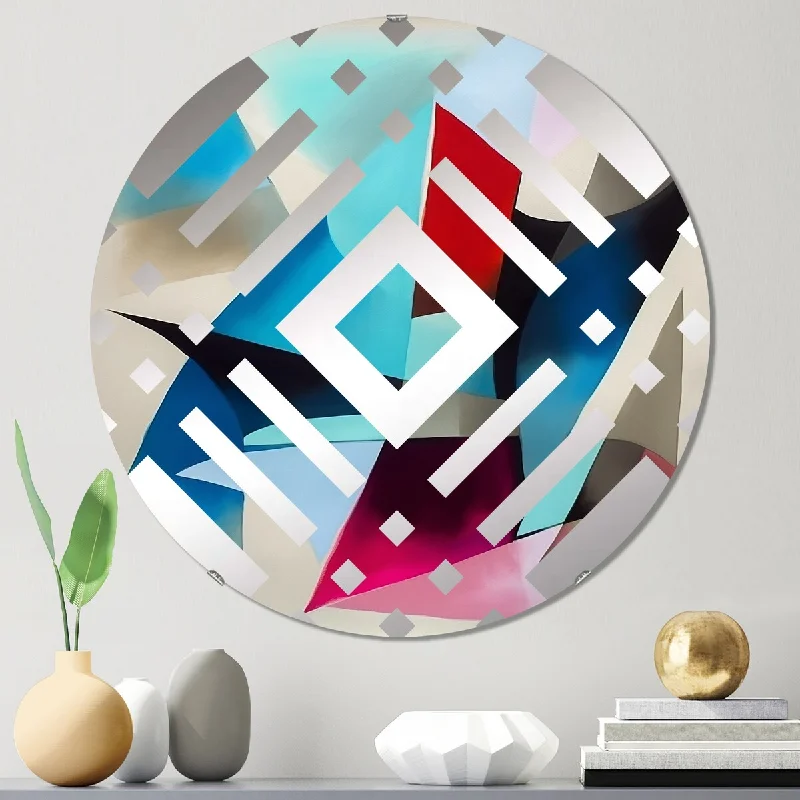 Designart "Blue Abstracted Harmonies Of Shape I" - Modern Abstract Geometric Diamond Decorative Mirror