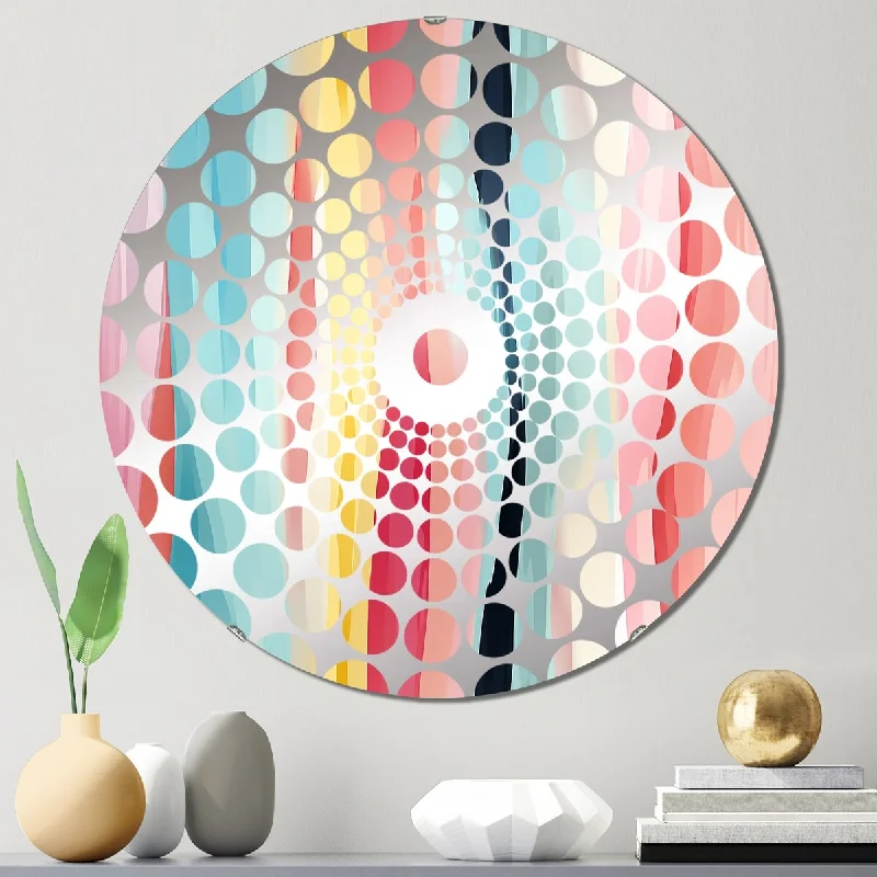 Designart "Blue And Pink Artist Strokes Line Pattern Bliss" - Striped, Abstract Concentric Circles Decorative Mirror