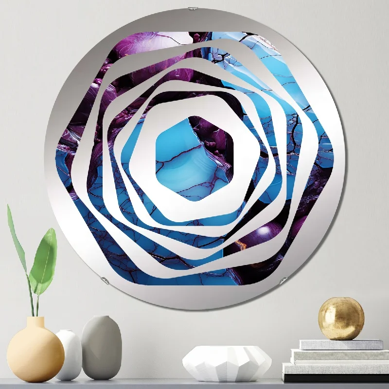 Designart "Blue and purple Seamless Marble river I" - Modern Abstract Modern Shapes Amorphe Decorative Mirror