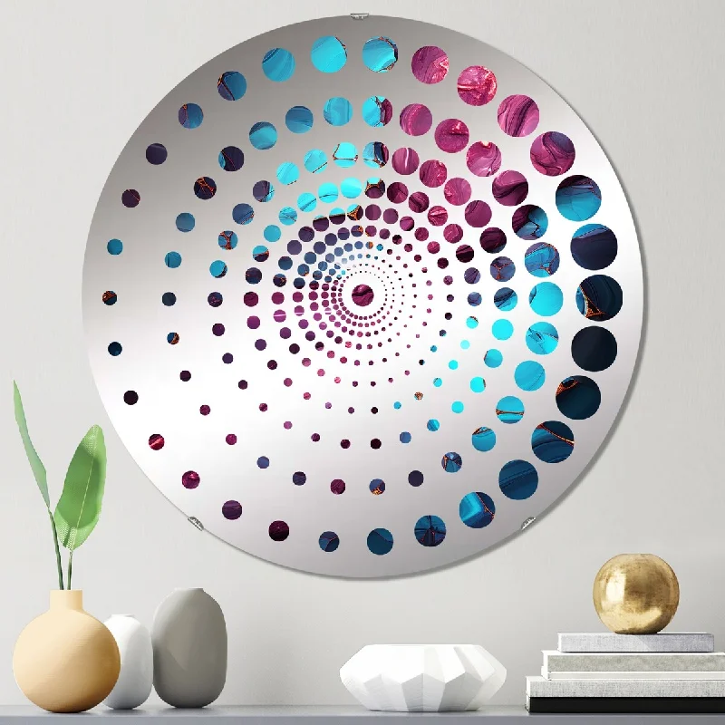 Designart "Blue and purple Seamless Marble volcano I" - Modern Abstract Modern Shapes Spiral Circle Wall Mirror