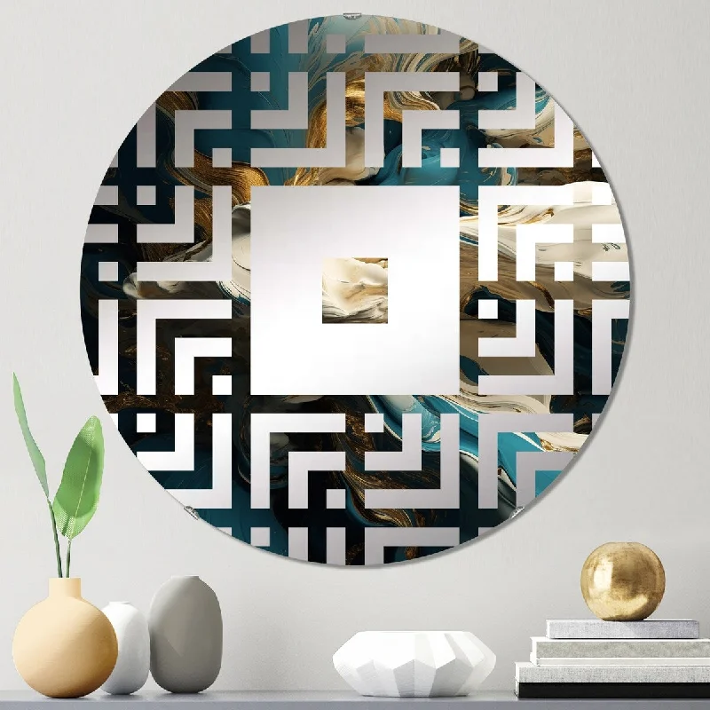 Designart "Blue Captivating Liquid Ink V" - Modern Abstract Marble Square Wall Mirror