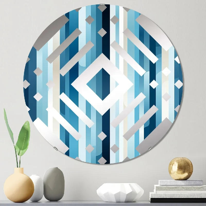 Designart "Blue Horizon Lines Striped Pattern" - Modern Striped, Abstract Diamond Decorative Mirror