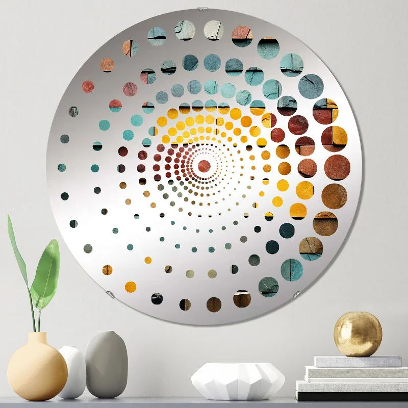 Designart "Boho earth element stones Mosaic II" - Bohemian Boho Mosaic Spiral Circle Wall Mirror