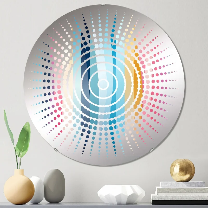 Designart "Boho Rainbow Stripes Pattern" - Modern Striped, Abstract Sun Circles Wall Mirror