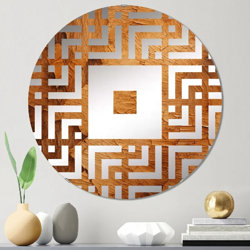 Designart "Brown tree bark Essence 1" - Modern Tree Square Wall Mirror