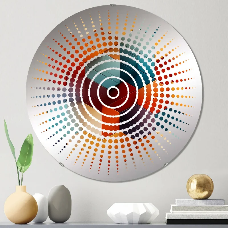 Designart "Chromatic Tiles" - Modern Geometric Sun Circles Wall Mirror