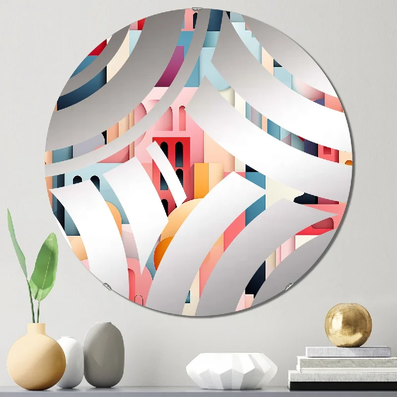 Designart "Cityscape Lines Striped Pattern" - Modern Abstract Centre Wave Decorative Mirror