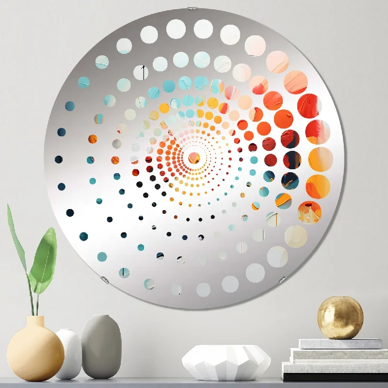 Designart "Colorful Abstract Expression II" - Modern Abstract Painting Spiral Circle Wall Mirror