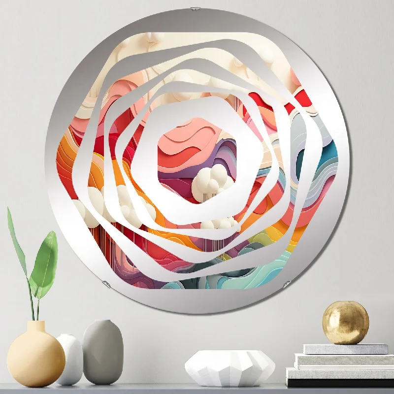 Designart "Colorful fantasy mountain landscape I" - Modern Abstract Amorphe Decorative Mirror