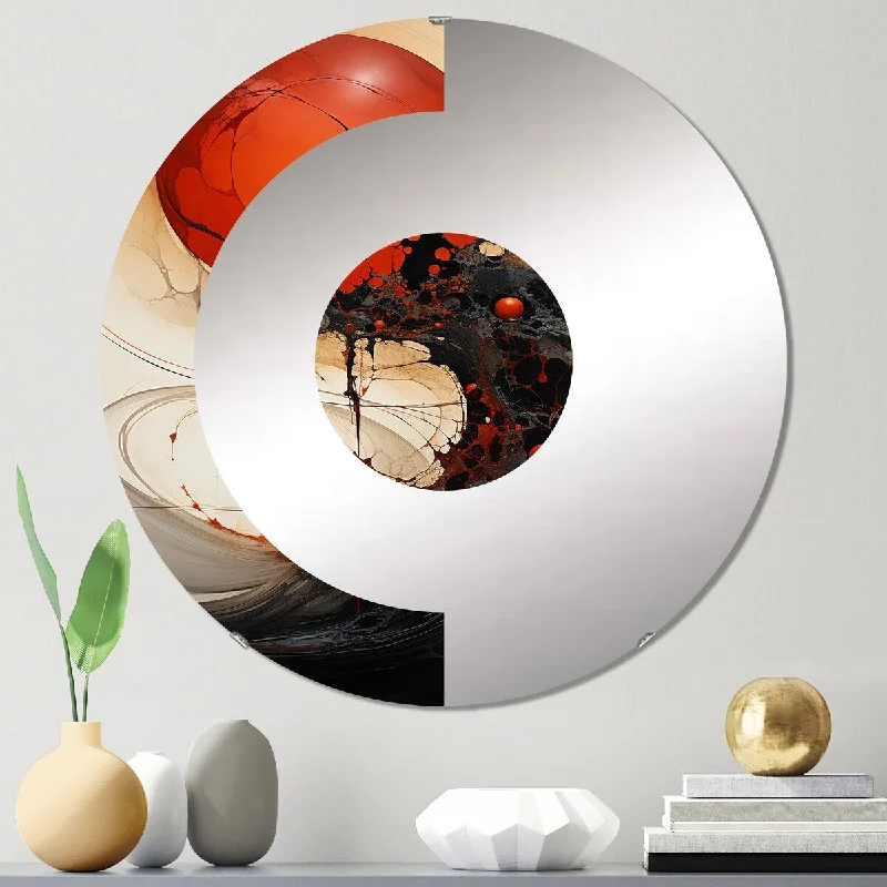 Designart "Conversations of The Earth Dynamic Shapes VI" - Modern Abstract Shapes Half Circle Wall Mirror