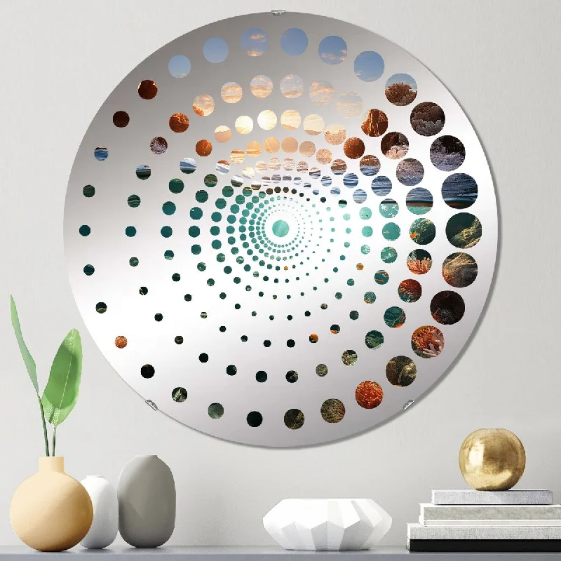 Designart "Coral Reefs In Australia Nature Coastal" - Coastal Coastal Waves Spiral Circle Wall Mirror