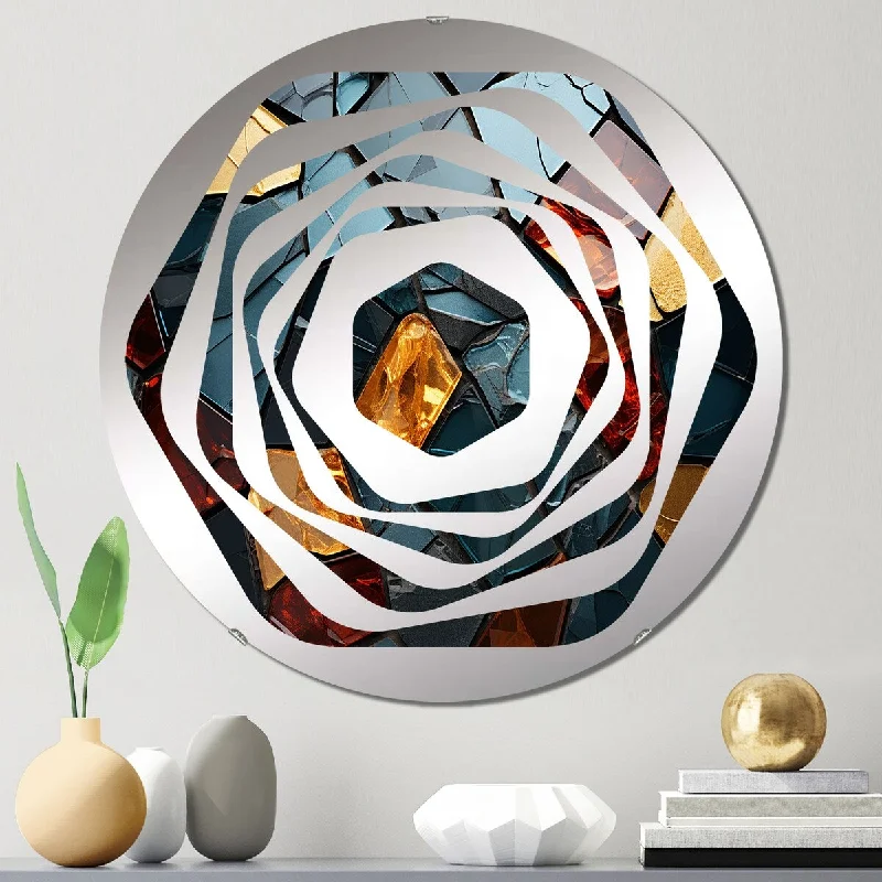 Designart " Cubic Mosaic Marble tiles III" - Modern Abstract Marble Amorphe Decorative Mirror