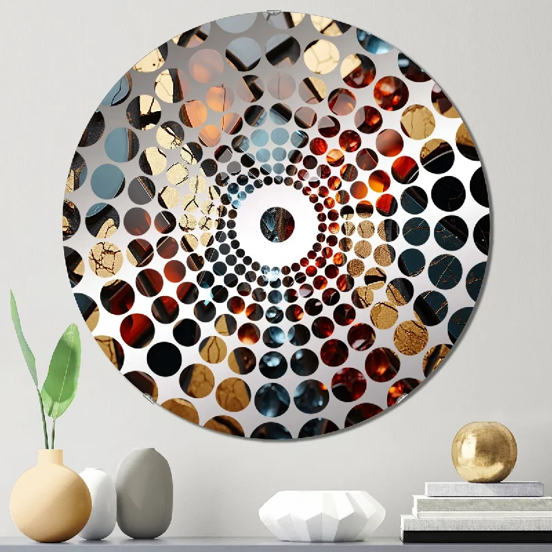 Designart " Cubic Mosaic Marble tiles VI" - Modern Abstract Marble Concentric Circles Decorative Mirror