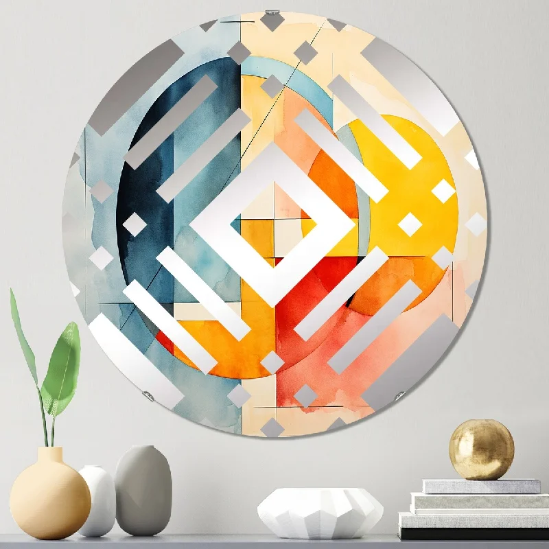 Designart "Cubic soft colors tiles V" - Modern Abstract Geometric Diamond Decorative Mirror