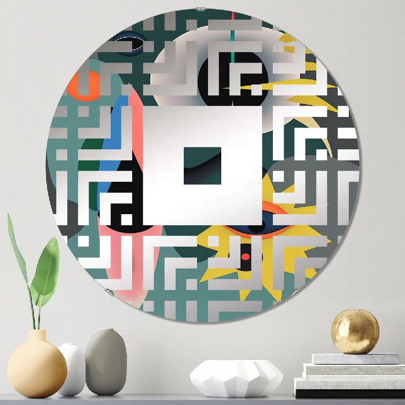 Designart "Divine Secrets Retro Abstract Illustration IV" - Modern Abstract Geometric Square Wall Mirror