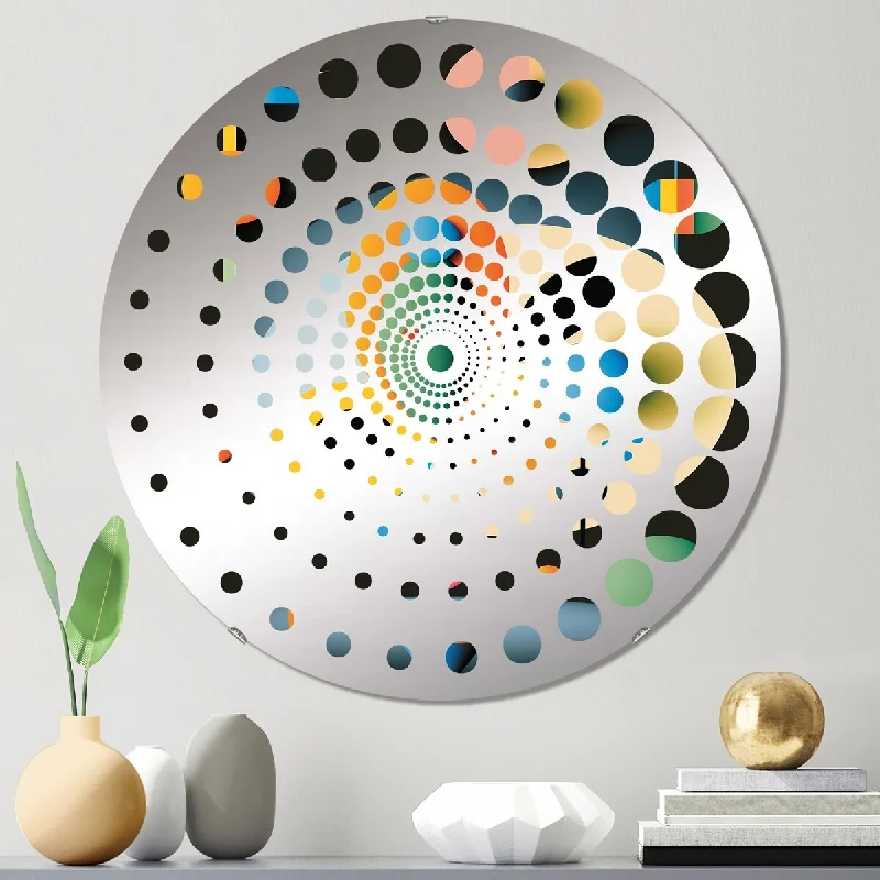 Designart "Divine Secrets Retro Abstract Illustration" - Modern Abstract Geometric Spiral Circle Wall Mirror