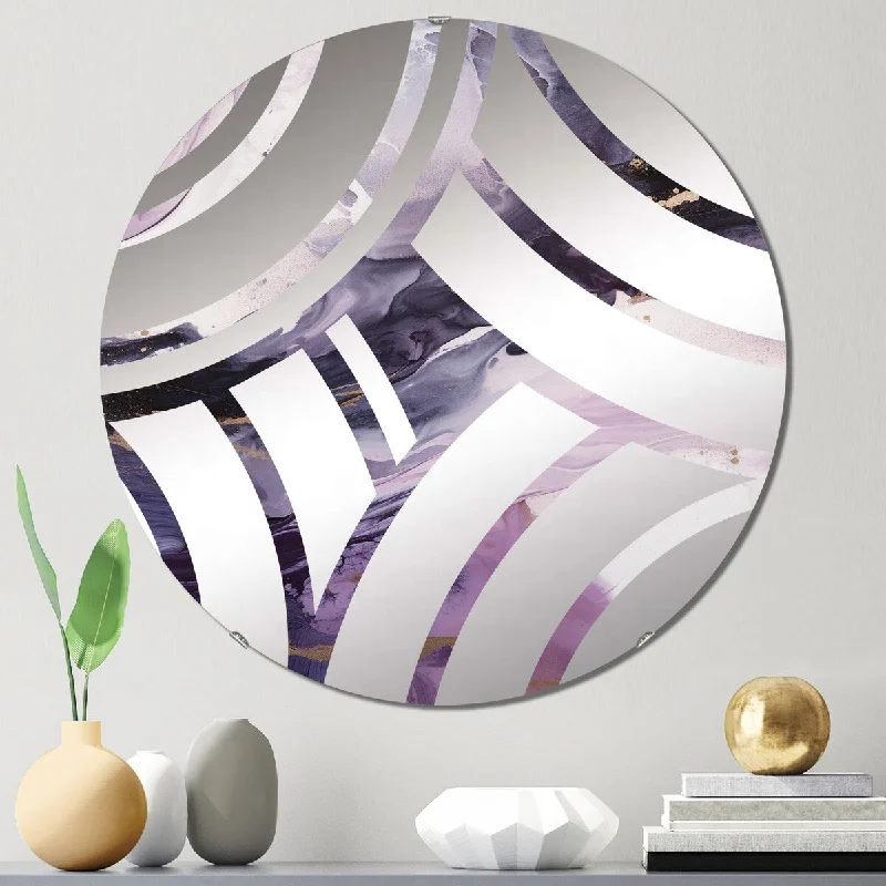 Designart "Electric Marble Ink Art II" - Modern Abstract Marble Centre Wave Decorative Mirror