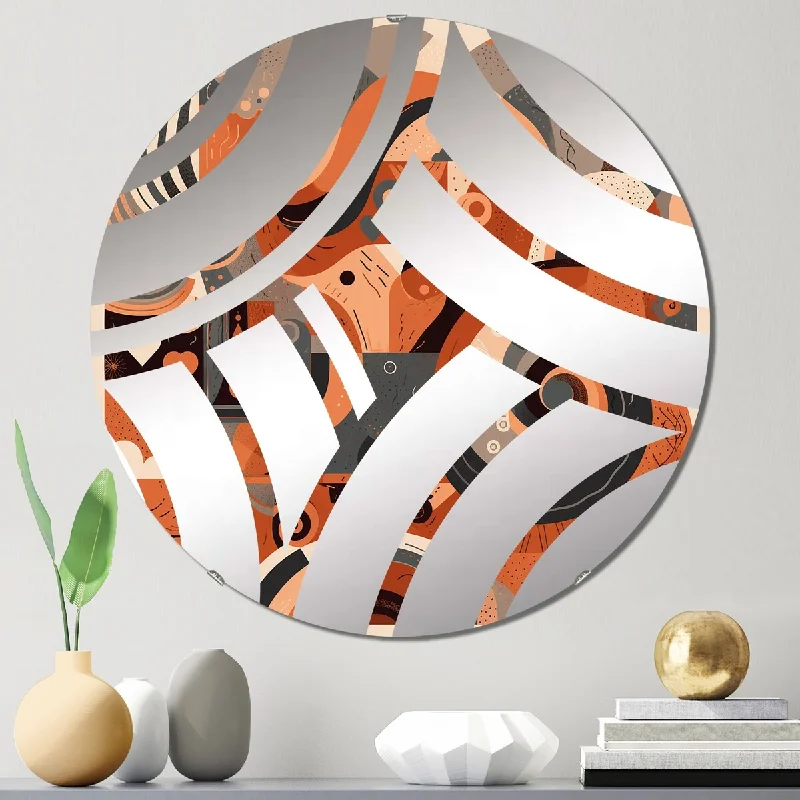 Designart "Evolving Abstractions IV" - Modern Abstract Midcentury Centre Wave Decorative Mirror